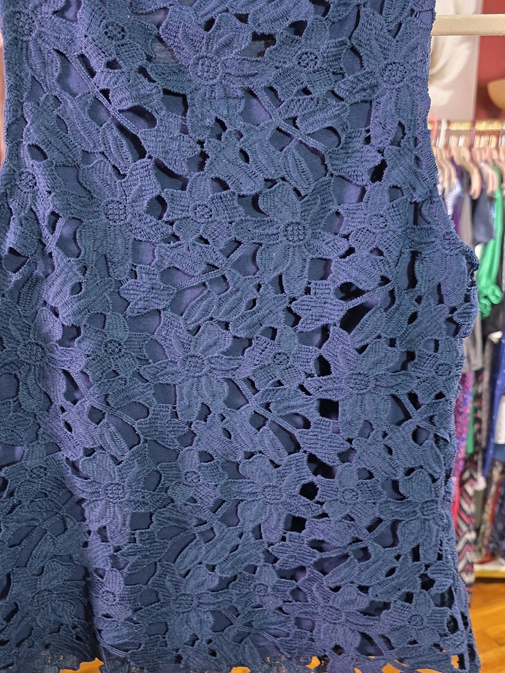 St. Tropez West Navy Crochet Lace Tank Top Sleeveless Boho XS - Picture 8 of 8